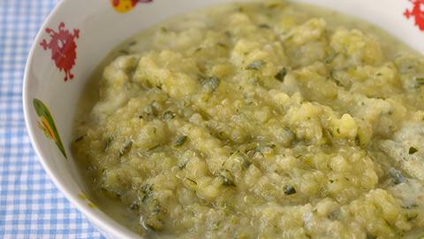 Purée de courgettes et basilic, Quinoa au naturel